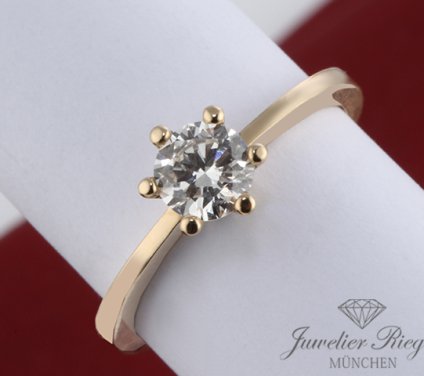 . Wundervoller Solitär Ring Gelbgold 750 Diamant 0,67 ct Brillant Gr. 55 Gold