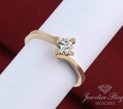 . Wundervoller Solitär Ring Gelbgold 750 Diamant 0,35 ct Brillant Gr. 54 Gold