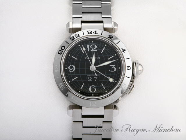 Bild 1 der Galerie: Cartier Pasha C GMT 35 mm W31049M7 Edelstahl Automatik Damen Stahl