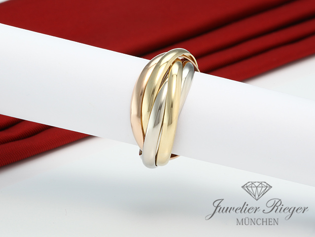 Bild 2 der Galerie: Cartier Ring Trinity 5-Band Gelbgold Weissgold Rosegold 750 Gr 55 Gold