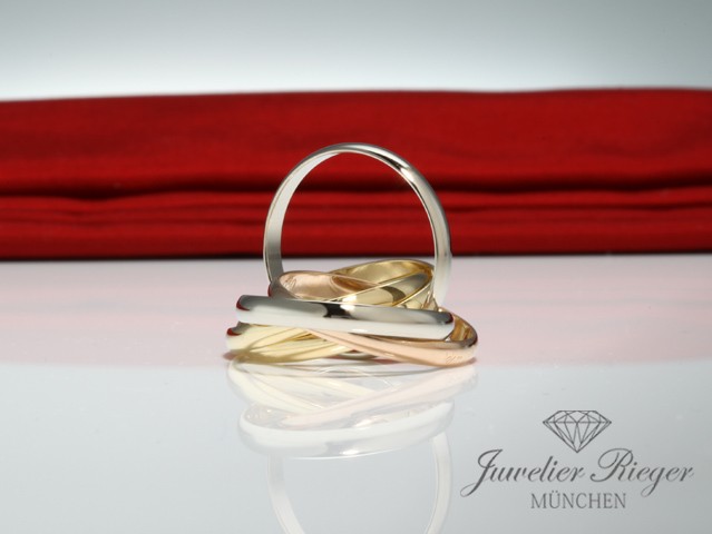 Bild 4 der Galerie: Cartier Ring Trinity 5-Band Gelbgold Weissgold Rosegold 750 Gr 55 Gold
