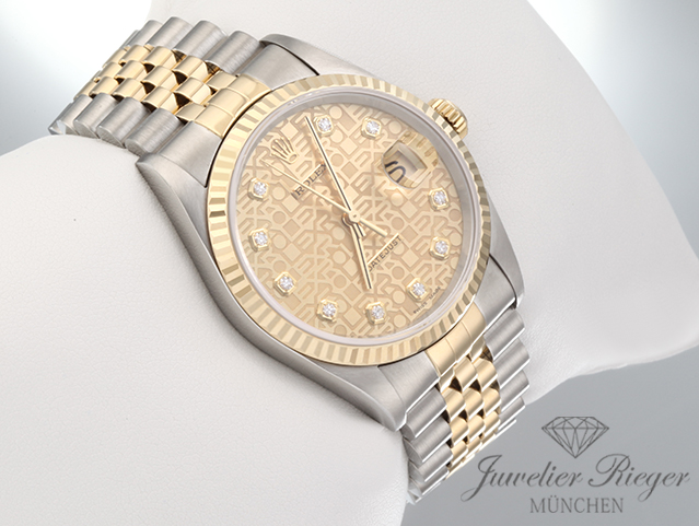 Bild 3 der Galerie: Rolex Datejust 36 mm 16233 1997 Stahl Gelbgold 750 Diamanten Automatik