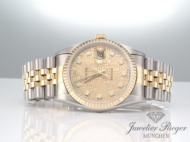 Bild 4 der Galerie: Rolex Datejust 36 mm 16233 1997 Stahl Gelbgold 750 Diamanten Automatik