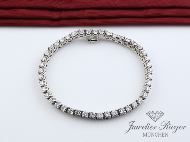 Riviere Armband Weissgold 585 Diamanten Brillanten ca. 4 ct. 16,5 cm Gold Riviere Armband Weissgold 585 Diamanten Brillanten ca. 4 ct. 16,5 cm Gold