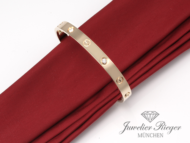 Bild 2 der Galerie: Cartier Armreif Love Gelbgold 750 Größe 16 4 Diamanten Gold Armband