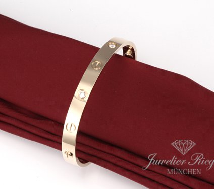 . Cartier Armreif Love Gelbgold 750 Größe 16 4 Diamanten Gold Armband