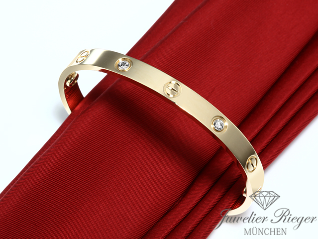 Bild 1 der Galerie: Cartier Armreif Love Gelbgold 750 Größe 17 2010 4 Diamanten Gold Armband