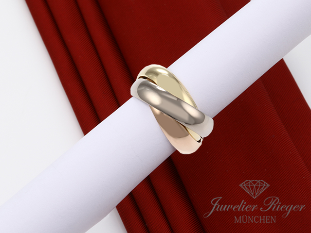 Bild 5 der Galerie: Cartier Ring Trinity Gelbgold Weissgold Rosegold 750 Gr 58 ca. 5,1 mm breit Gold