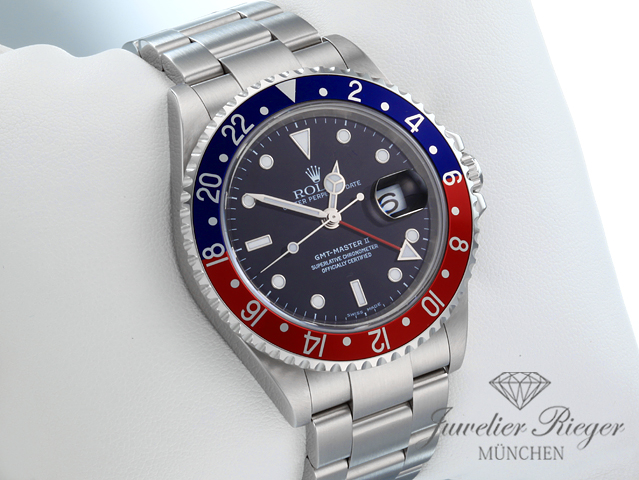 Bild 3 der Galerie: Rolex GMT Master II Stahl 16710 T Pepsi 2005 Automatik Zweite Zeitzone blau rot