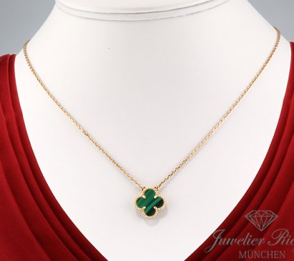 . Van Cleef & Arpels Collier Vintage Alhambra Gelbgold 750 Malachit VCARO9VA00