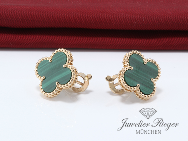 Bild 2 der Galerie: Van Cleef & Arpels Ohrringe Vintage Alhambra Gelbgold 750 Malachit VCARO3QL00