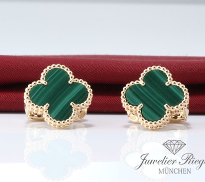 . Van Cleef & Arpels Ohrringe Vintage Alhambra Gelbgold 750 Malachit VCARO3QL00
