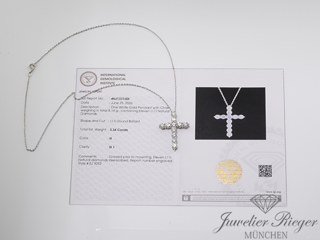 Bild 5 der Galerie: Ungetragen: Collier Weissgold 750 Kreuz Anhänger Diamanten 3,34 ct. Brillanten