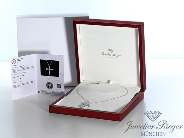 Bild 6 der Galerie: Ungetragen: Collier Weissgold 750 Kreuz Anhänger Diamanten 3,34 ct. Brillanten