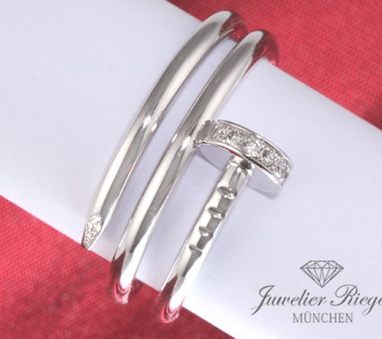 . Cartier Ring Juste un Clou Doppelt Weissgold 750 Diamanten 2021 Gr 51 B4211052