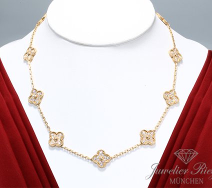 . Van Cleef & Arpels Collier Vintage Alhambra Gelbgold 750 Diamanten VCARA42300