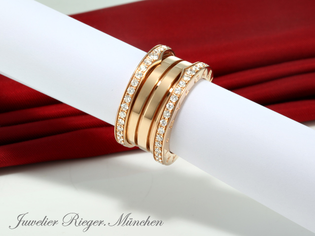 Bild 5 der Galerie: Bulgari Ring B-Zero 1 4-Band Rosegold 750 Diamanten  1,24 ct. Gr 56 2017 Gold