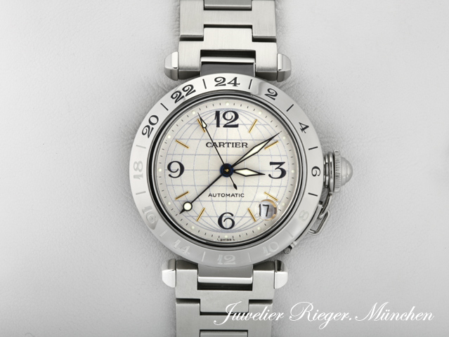 Cartier Pasha C GMT 35 mm W31029M7 Edelstahl Automatik Damen Stahl