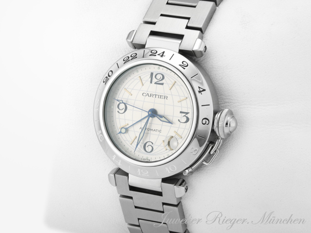 Bild 2 der Galerie: Cartier Pasha C GMT 35 mm W31029M7 Edelstahl Automatik Damen Stahl