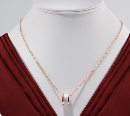 . Bulgari Collier B-Zero 1 Rosegold 750 weisse Keramik 2020 346082 Halskette Gold