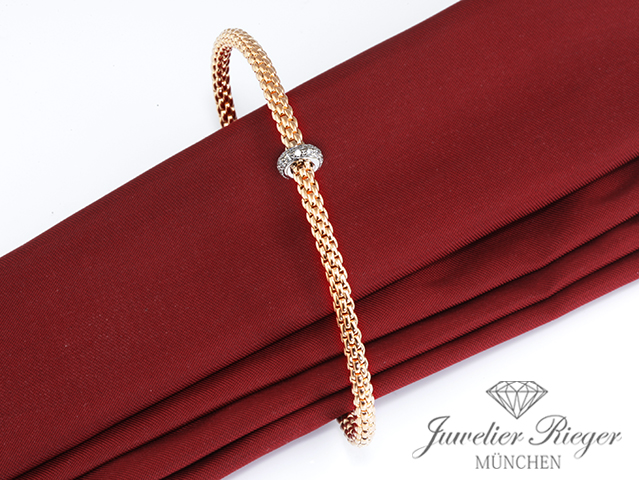 Produktbild eines Schmuckstücks. Fope Flex`it Armband Rosegold & Weissgold 750 Diamanten Gr. L 74508BX Gold