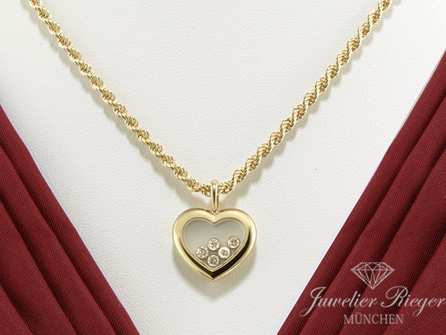 Produktbild eines Schmuckstücks. Chopard Collier Happy Diamonds Herz Gelbgold 750 79/4612 Diamanten Gold