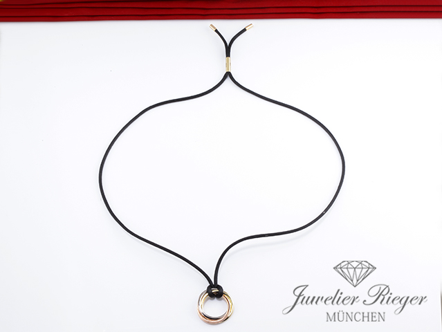 Bild 5 der Galerie: Cartier Collier Trinity Gelbgold Rosegold Weissgold 750 Stoff-Kordell Gold