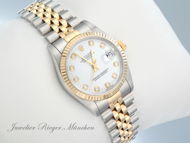 Bild 3 der Galerie: Rolex Medium Datejust 31 mm 68273 1995 Stahl Gelbgold 750 Diamanten Automatik