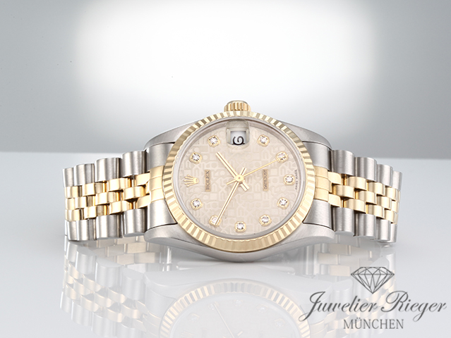 Bild 4 der Galerie: Rolex Medium Datejust Stahl Gelbgold 750 1997 Diamanten Automatik Gold Stahl